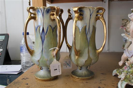 A pair of Art Nouveau period Amphora vases, possibly designed by Paul Dachsel(-)